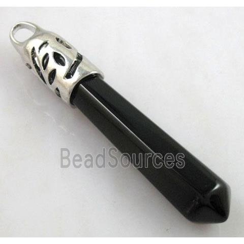 Black Onyx stone pendant, stick, point