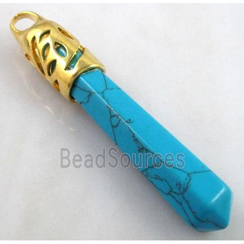 blue Turquoise stone pendant, stick, point