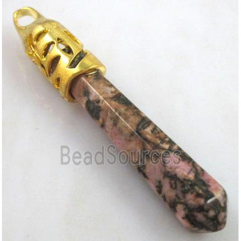 Rhodonite pendant, stick, point