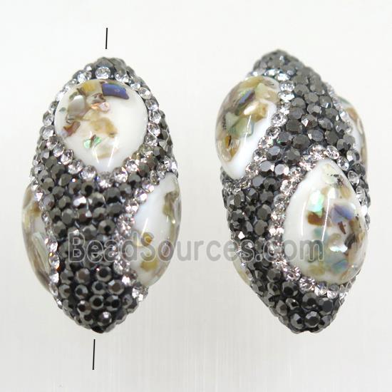 shell beads paved rhinestone, Rice