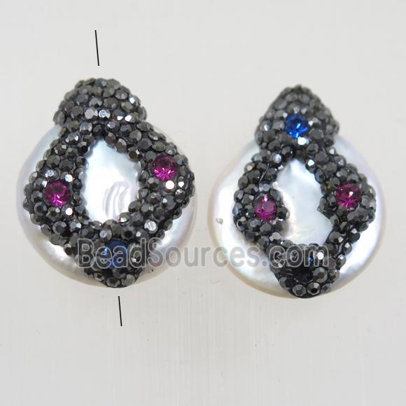 freshwater pearl beads paved rhinestone