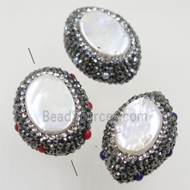 freshwater pearl beads paved rhinestone