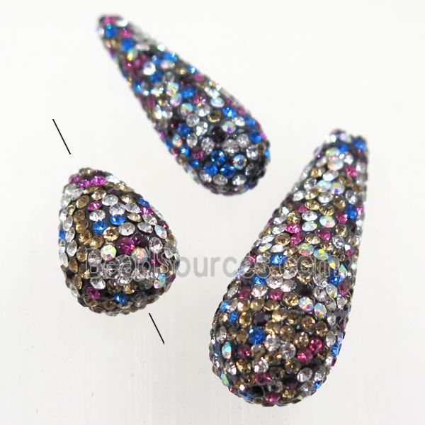 resin beads pave colorful rhinestone, teardrop