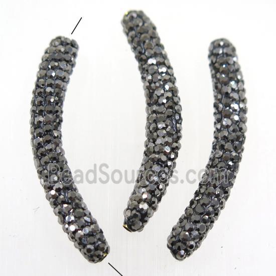 copper curve tube bead paved rhinestone