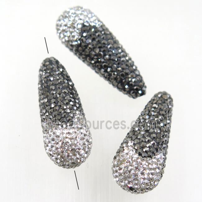 resin teardrop beads paved rhinestone