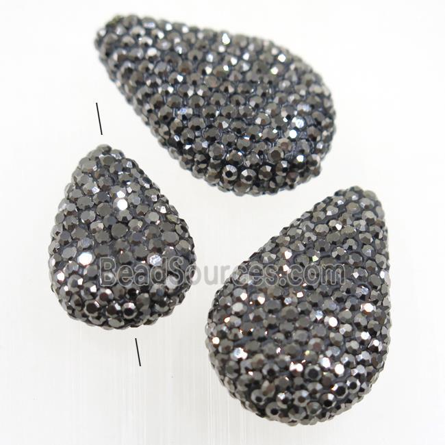 resin teardrop beads paved rhinestone