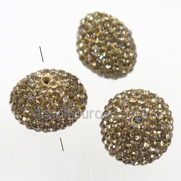 resin bicone beads paved yellow rhinestone