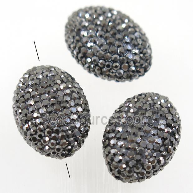 resin oval beads paved rhinestone