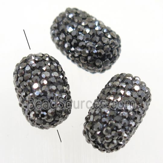 resin barrel beads paved rhinestone