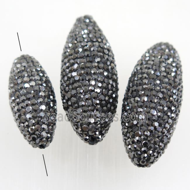 Resin rice beads paved rhinestone