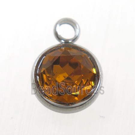 crystal glass pendant, topaz, stainless steel