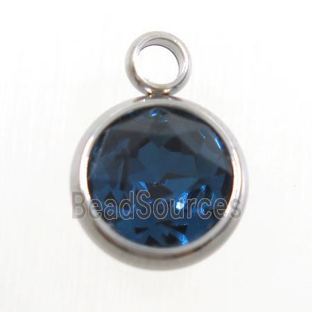 crystal glass pendant, sapphire, stainless steel