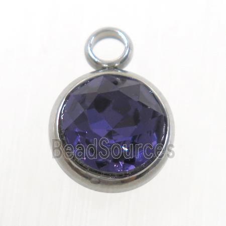 crystal glass pendant, amethyst, stainless steel