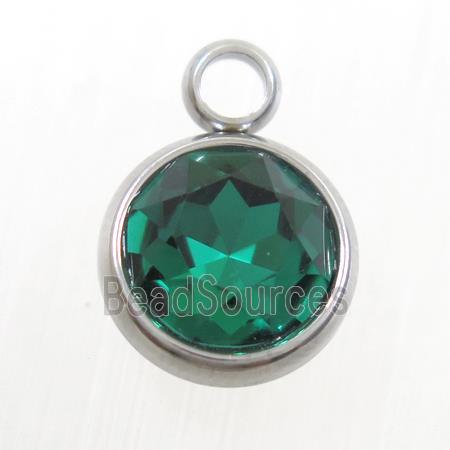 crystal glass pendant, peacock green, stainless steel