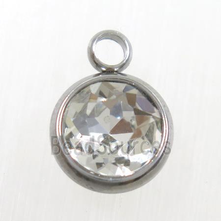 crystal glass pendant, clear, stainless steel