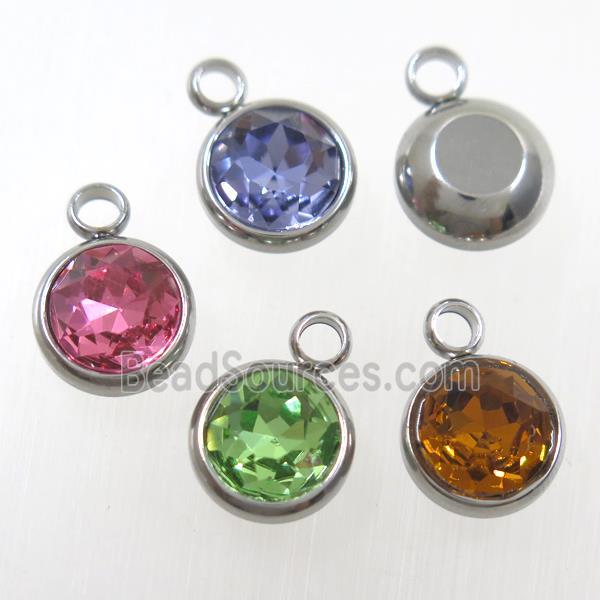 crystal glass pendant, mix color, stainless steel