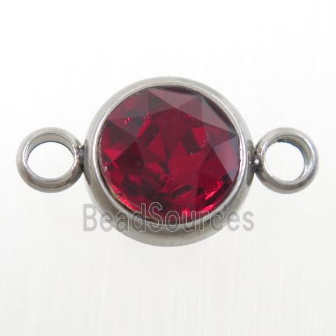 crystal glass connector, ruby, stainless steel