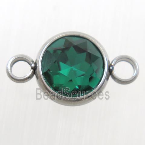 crystal glass connector, peacock green, stainless steel