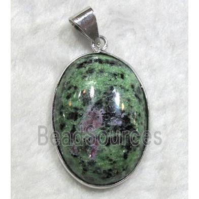 Ruby Zoisite pendant, oval cabochon