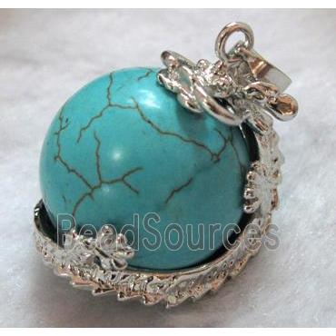 turquoise pendant, platinum plated