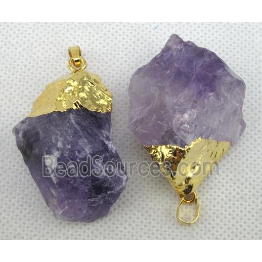 amethyst nugget pendant, gold plated