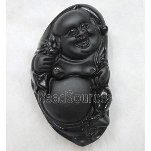 Natural Black Obsidian Buddha Pendant