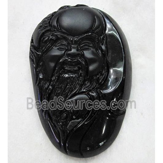 Natural Black Obsidian Buddha Pendant