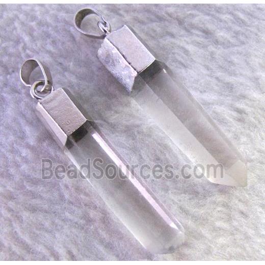 clear quartz stick pendant, freeform