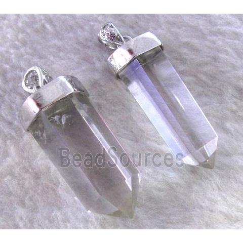 clear quartz stick pendant, freeform