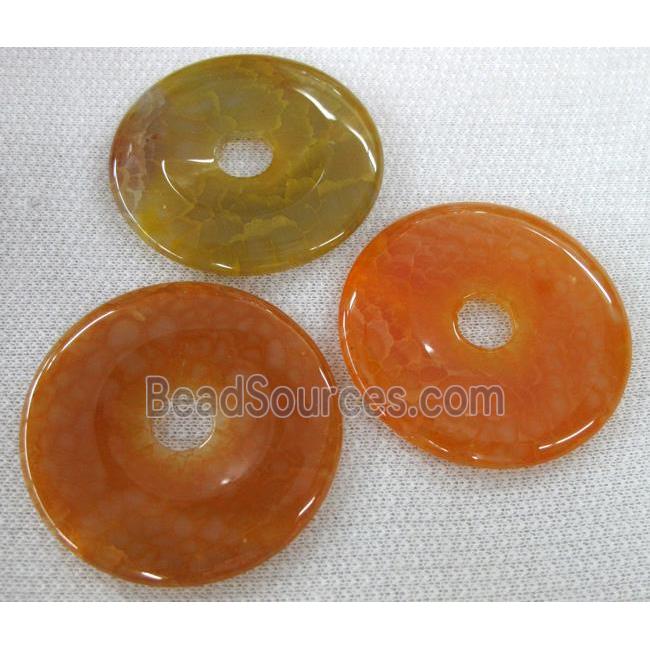 agate donut pendants, orange