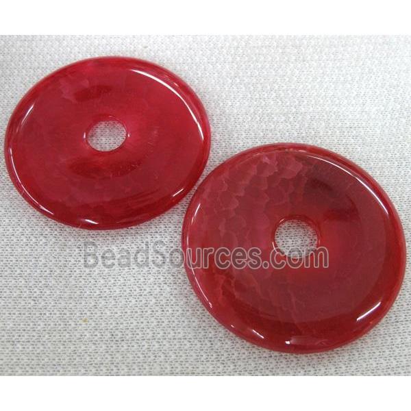 agate donut pendants, red