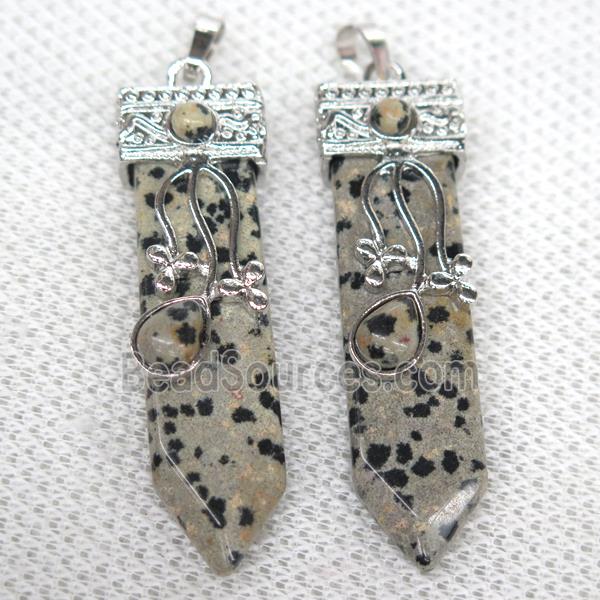 black spotted Dalmatian Jasper arrowhead pendant