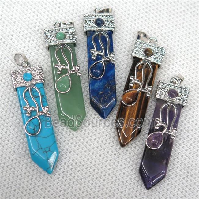 mixed gemstone pendant, arrowhead