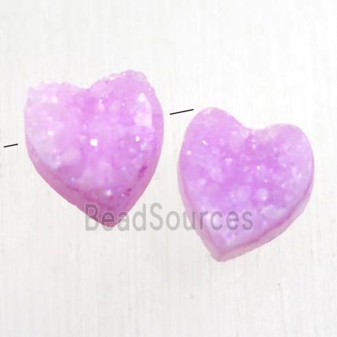 hotpink Druzy Quartz heart beads