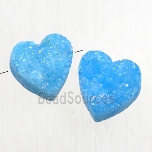 blue Druzy Quartz heart beads