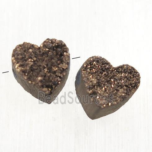 coffee Druzy Quartz heart beads