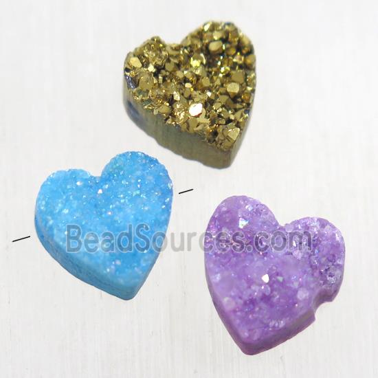 Druzy Quartz heart beads, mix color