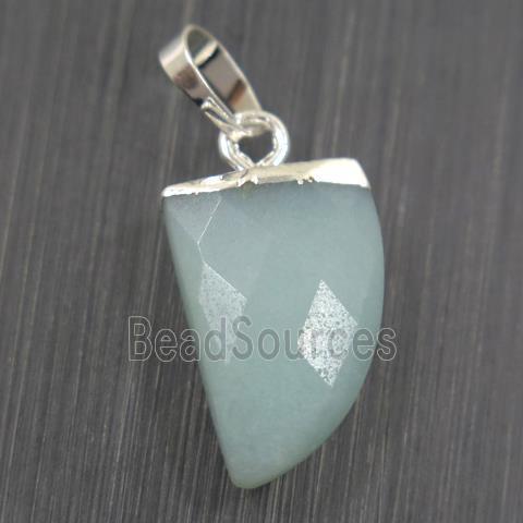 blue Aventurine horn pendant, silver plated