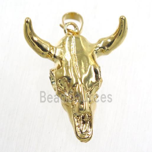 resin bullHead pendant, gold plated