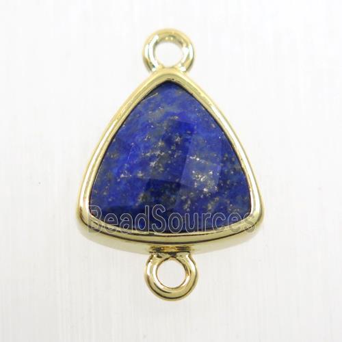 blue Lapis Lazuli triangle connector, gold plated