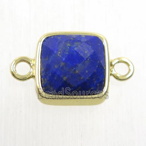 blue Lapis Lazuli square connector, gold plated