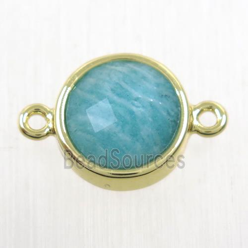 green Amazonite circle connector, gold plated