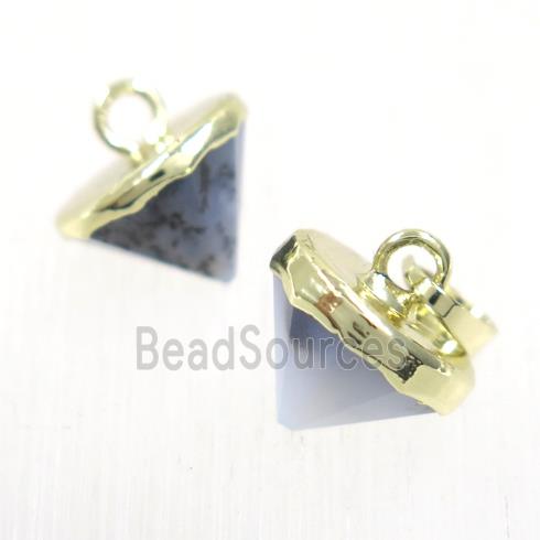 Heihua Agate diamond pendant, gold plated