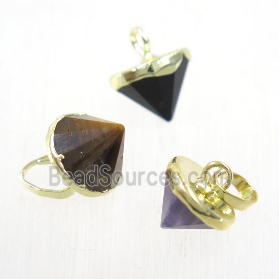 mix gemstone diamond pendant, gold plated