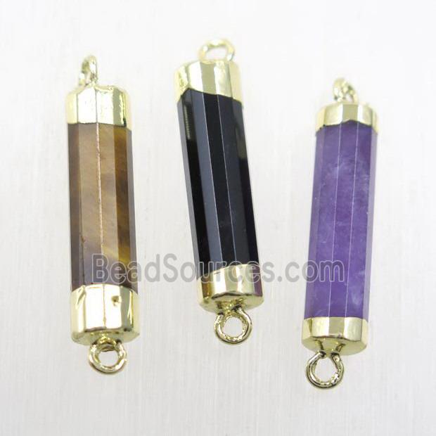 mix gemstone stick connector, gold plated