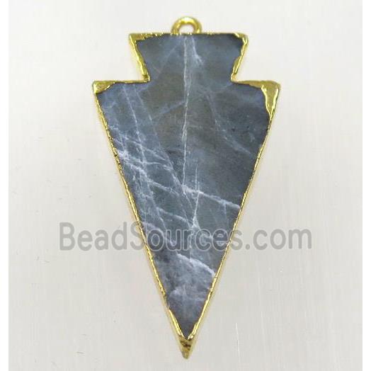 labradorite pendant, arrowhead, gold plated