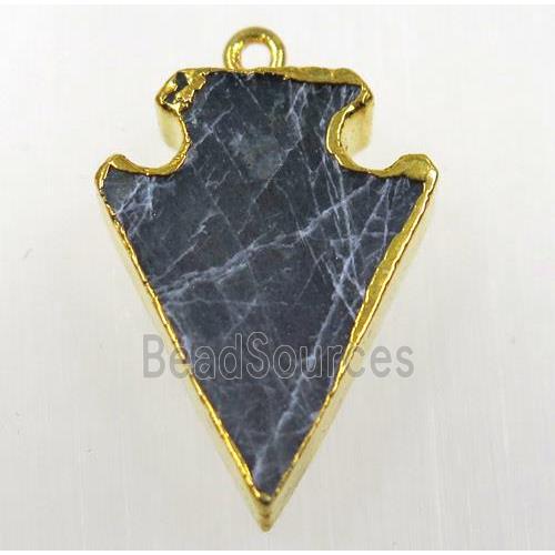 labradorite pendant, arrowhead, gold plated