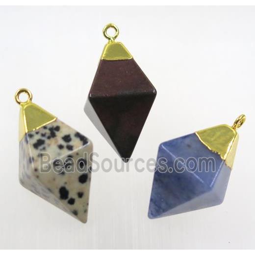 mix gemstone pendant, gold plated