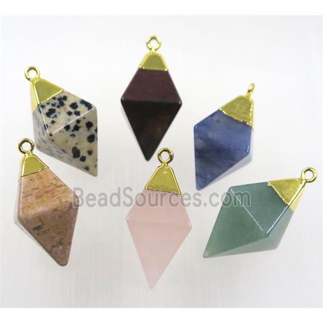 mix gemstone pendant, gold plated