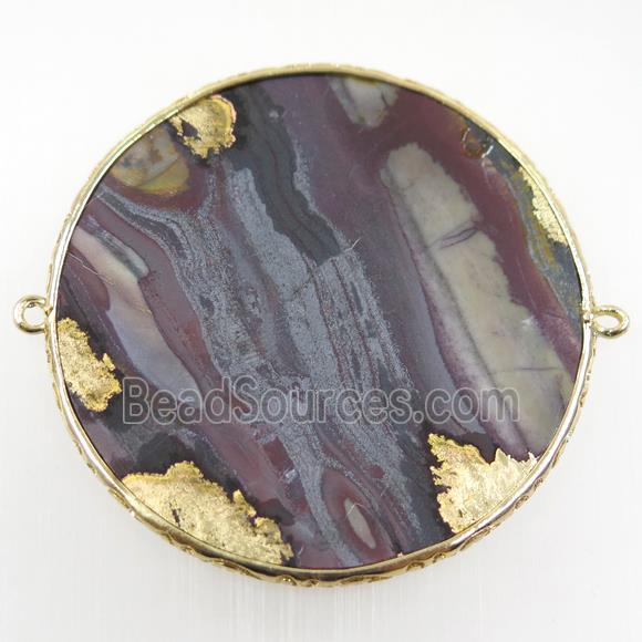 Picasso Jasper circle connector, gold plated